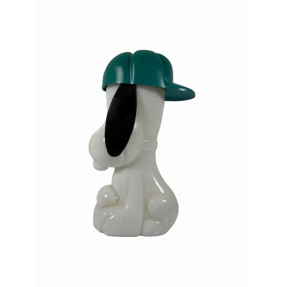 Vintage SNOOPY Milk Glass Dog AVON Bottle w Ball Cap  1969 Excalibur After Shave